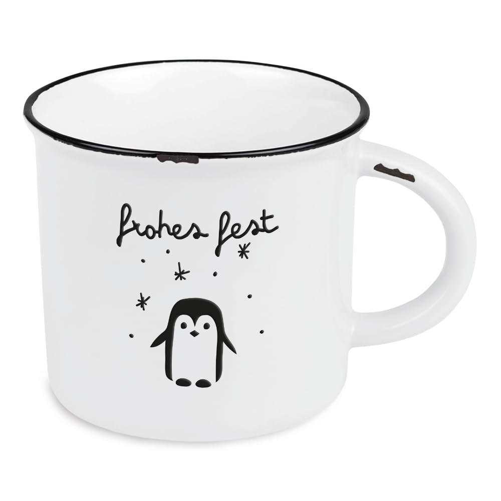Grafik-Werkstatt Vintage Coffee Cup, Ceramic Mug to Give as a Gift, 400 ml, Christmas, Happy Festival