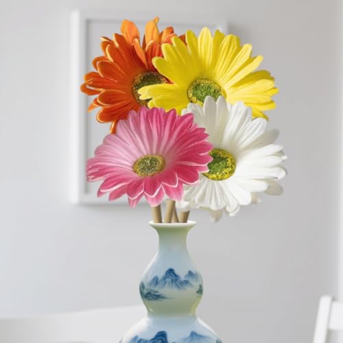 Image of IN-IMAGINE 4 Pcs Artificial Flowers Bunch, Flower for Vases for Home Decor, Home Decor Fulang Chrysanthemum High-End Simulation Multi-Color Hand-Held Decoration(White Yellow Pink Orange Red)