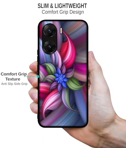 Image of Colorful Flower Design Premium 2D Printed Metal Back Case Cover for Vivo V29E 5G