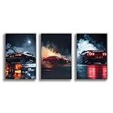 3Pcs Car Posters GT R Poster Supercar Poster Art Prints For Walls Vintage Racing Car Wall Art For Boys Bedroom (Unframe,8x12inch)