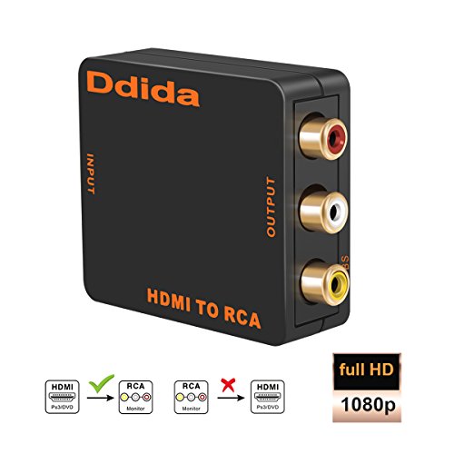 Ddida HDMI to RCA, HD 1080P HDMI to AV 3RCA CVBS Composite Video Audio Converter Adapter Support PAL/NTSC