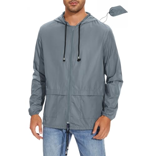 Image of American Trends Raincoat for Men Waterproof with Hood Mens Rain Jacket Windbreaker Jackets Rain Coat