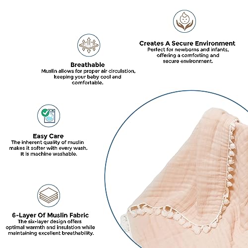 Crane Baby Muslin Swaddle Blanket, Soft Cotton Lightweight Nursery And Stroller Blanket For Baby Boys & Girls, Desert Rose, 30" X 40" #TOP2