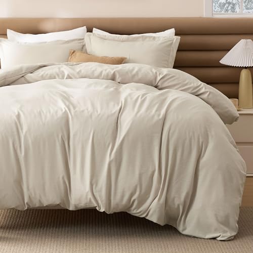 Bedsure Beige Bed Comforter Full, Breathable Mellow Marshmallow Comforter, 4 Pieces Prewashed Soft Bedding Set for All Seasons Use, Includes 1 Duvet Cover, 1 Comforter, 2 Pillow Shams