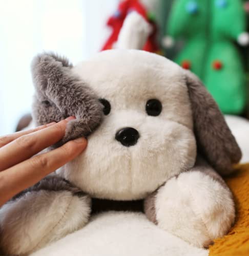 Uoozii 16" | 3 Pounds Grey Dog Weighted Stuffed Animals - Cute Weighted Plush Toy Comfort Weighted Plush Pillow Gifts For Kids & Adults (16" | 3 Lbs, Grey Dog) #TOP3