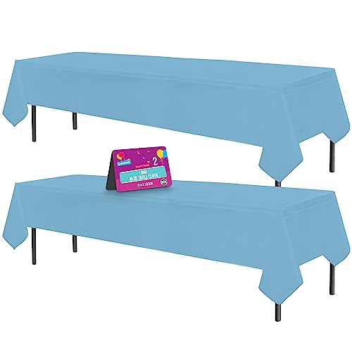 2pk Long Blue Table Cloth Party | 274 x 137cm | Plastic Table Cover Party Table Cloth Disposable Tablecloths for Parties | Plastic Tablecloth | Blue Disposable Tablecloth | Blue Plastic Table Cloth
