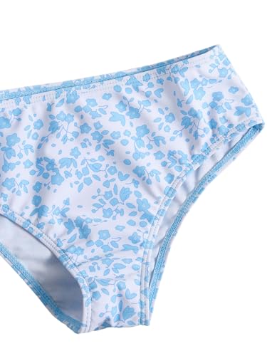 Image of COZYEASE Girls' 3 Piece Set Floral Print Bikini Swimsuit with Drawstring Beach Skirt Cute Ruched Bathing Suit