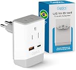 Ceptics Brazil Rio Adaptateur de prise d'alimentation Voyage QC 3.0 & PD, Double sécurité USB & USB-C - 2 USA Socket Compact & Puissant - Prise en charge rapide 3.0 & Livraison d'électricité - Type N AP-11C - Chargement rapide