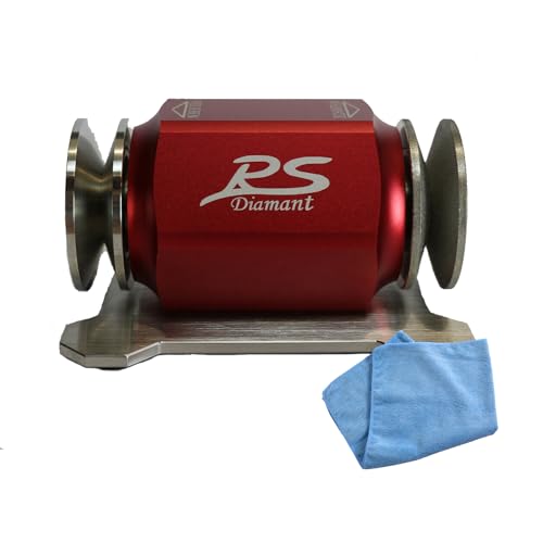 Duke-Handel Aiguiseur de couteaux, aiguiseur en rouleau y compris chiffon microfibre, avec boule/convexe X-affûtage à sec ou rapide à l'eau en différentes versions (Rouge)