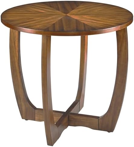 Amazon.com: Large Round End Table with Solid Wood Leg, Farmhouse Sofa Side Table with Splicing ...