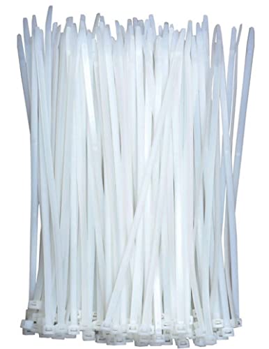 KAXIMON Lot de 100 serre-câbles transparents de 300 mm x 4,8 mm - En nylon blanc robuste avec résistance à la traction de 23 kg - Pour la maison, le jardin, le bureau Cover