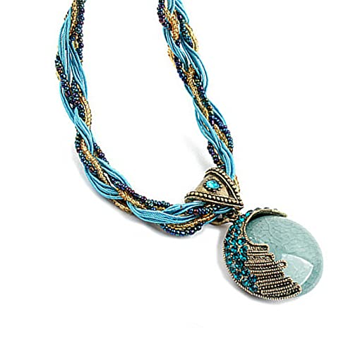 BG&WLing Retro Vintage Bohemian Collar Necklace for Women Boho Teardrop Turquoise Rhinestone Pendant Collars Fashion Jewelry Gifts Mom Grandmother Aunt2