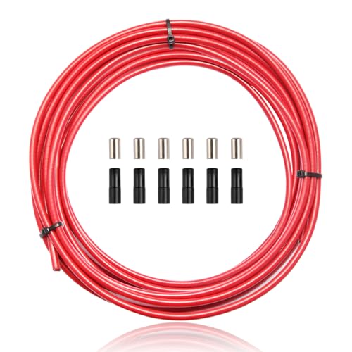 Brake Cable Housing Professional Grade Lined Bicycle/Bike Brake Cable Housing with 12 End Caps Bicycle Brake Cable Gear Wires Bikes Replacement Accessory for Mountain Road Bike 5mm 3 Meters (Red)