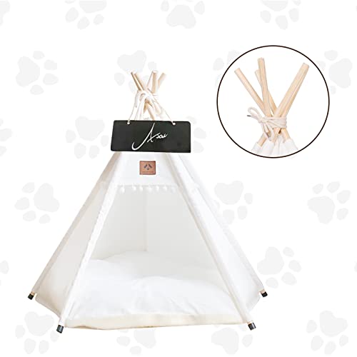 Dog Teepee Pet Tent Portable Dog Houses Puppy Teepee Cat Bed with Thick Cushion - Image 5