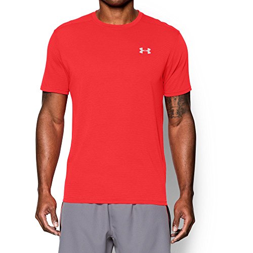 Under Armour Men's Threadborne Streaker Short sleeve, Rocket Red /Reflective, X-Large
