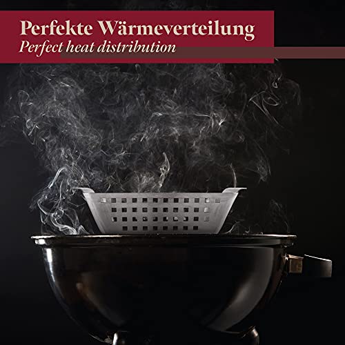 GOURMEO Grillkorb für Gemüse Fleisch Fisch- Grillschale aus Edelstahl 21x21x7 cm- Grill Korb für Elektro- Holzkohle- und Gasgrill- Gemüsekorb für den Grill- Grillschalen-4