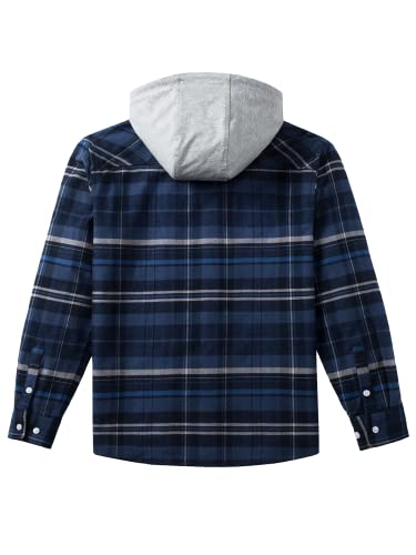 MAGNIVIT Mens Classic Plaid Long Sleeve Hooded Shirts Multi Pockets Thin Cotton Light Jacket Relaxed Fit Casual Outwear2