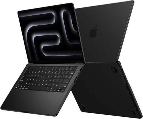 EooCoo Case for MacBook Pro 16 Inch 2026 2025-2021 M4 M3 M2 M1 Pro/Max, [Official Color Match, Anti-Slip, Drop Protection] Matte Hard Shell Laptop Cover, Space Black Clear