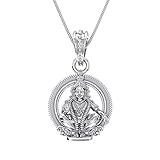 Colgante de plata de ley (92,5% de pureza) de Dios Bhagwan God Ayyappa para hombres y mujeres, medallón de plata pura para buena salud y riqueza, incluye cadena de plata de Indian Collectible, Plata