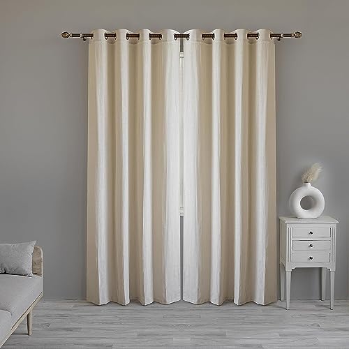 Image of LINENWALAS Natural Cotton Linen Semi Sheer Curtains for Bedroom, Living Room, Kitchen, 5 Feet Window Curtain, Pack-1 Pcs Boho Curtain with Eyelet Rings, Light Filtering (Pack of 1 Pcs, Natural)