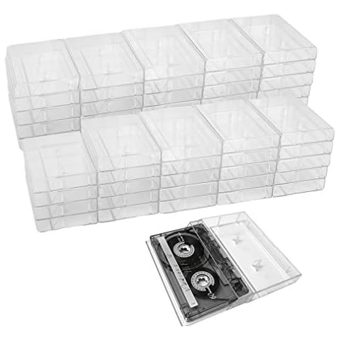 Evelots 50 Pack Cassette Tape Cases-Clear Plastic Storage-Audio-No Scratch/Dirt Cover