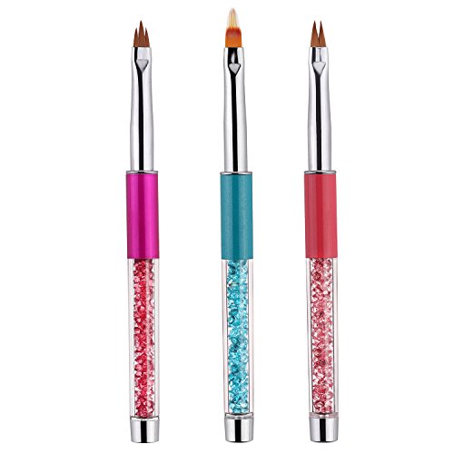 Makartt 3 PCs Manicure Phototherapy Floral Nail Art Brush Set Acrylic UV Gel Polish DIY Painting Drawing Liner Pen