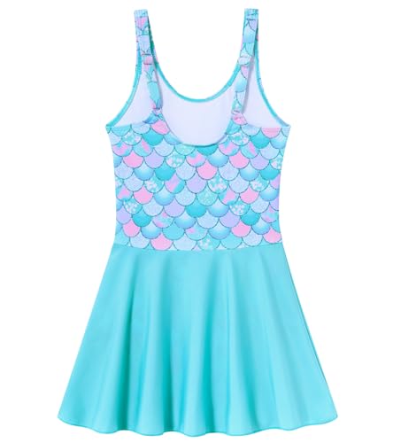 Image of Yousie Girls Swimsuit One Piece Tropical Kids Bathing Suit Swimwear Adjustable Swim Dress 5-9 Years