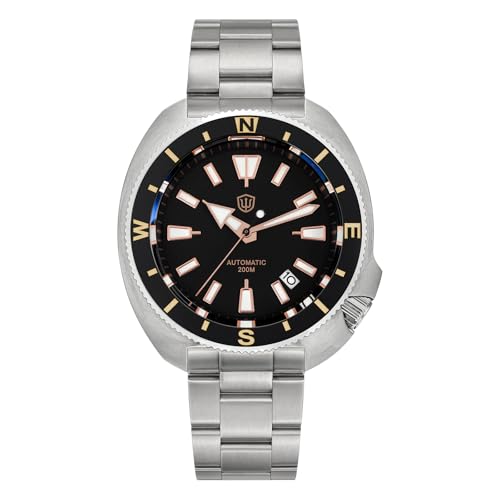 watchdives Diver Watches for Men, NH35 Automatic 6105 Wristwatch 200M Sapphire Crystal Mens Watch(Black-Arrow Hands)