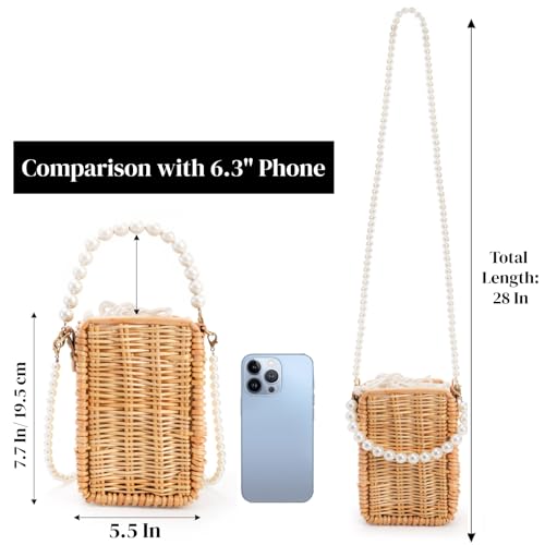 Bolso de playa de ratán tejido para mujer miniatura 4