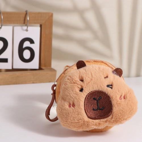 Cute Capybara Keychain Soft Plush Capybara Coin Purse Small Wallet Pendant Keychain Charms Money Bag Key Ring Holder(Style C)