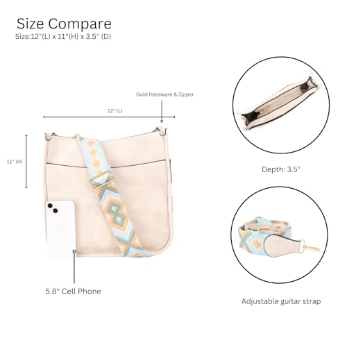 JEN & CO. Crossbody Bags for Women Trendy Vegan Leather Hobo Purses Shoulder Handbags with Wide Adjustable Guitar Strap3