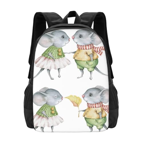 Mochila plegable ligera 20L de acuarela con diseño de ratones