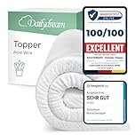 Dailydream Surmatelas 135 x 190 cm, Mémoire de Forme, 5 cm épaisseur, «Edition Aloe Vera, Model M », pour Matelas, canapé ou lit de Camp, sur-Matelas pour Adulte, Memory Foam Mattress Topper