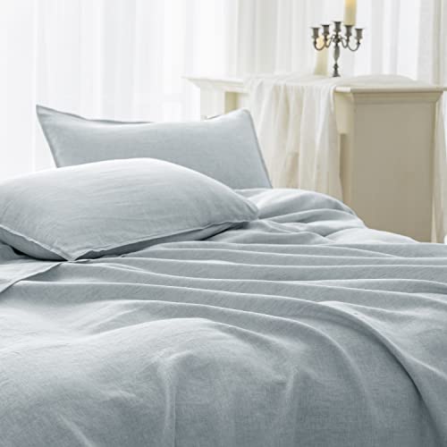 Everly Hemp Queen Size Sheets Set, 90X102Inch(1 Flat Sheet, 1 Fitted Sheet, 2 Pillowcases) Premium Deep Pocket Bed Sheet Set,Easy-Fit Breathable Cooling Fade Resistant Sheet Sets-Queen,Light Blue #TOP2