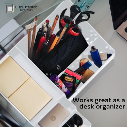 Uncluttered Designs Large Makeup Organizer for Vanity - Countertop Desk With Drawers for Cosmetic, Beauty, Hair, Nail, Perfume & Skincare - Perfect for Bathroom & Bedroom Storage (White) by Uncluttered Designs - Used condition - Image 8