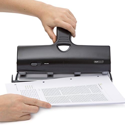 Rapesco 1293 ALU 40 Heavy Duty 4-Hole Punch - Black