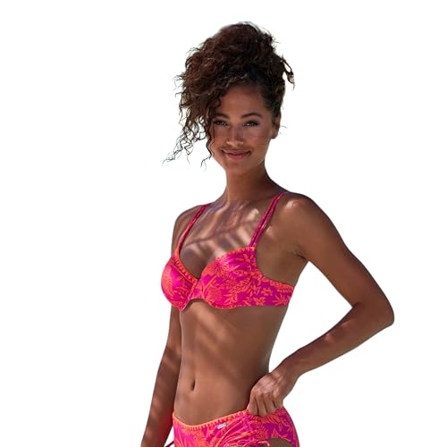 LASCANA Women's Tropical Underwire Bikini Swimsuit Top Bra Sizing Orange