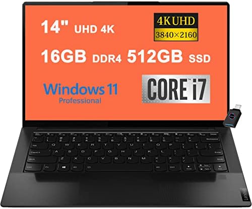 Lenovo IdeaPad Slim 9i 14 Business Laptop | 14" UHD 4K Multi-Touch (500nits) | 11th Gen Intel 4-core i7-1195G7 | 16GB DDR4 512GB SSD | Fingerprint Backlit Thunderbolt Win11Pro Black + USB-C Adapter