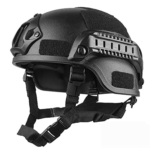 Fast Helm gepolstert 22,05-23,62 Zoll Einheitsgröße Airsoft-Helm Universal Paintball-Helm Verstellbare Seitenschiene NVG-Halterung Schutz-Bump-Helm für die Jagd Schwarz Airsoft-Helm Bump-Helm Paintbal