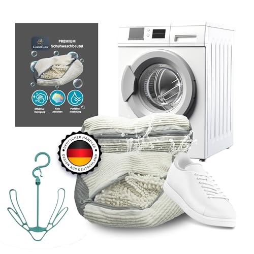 GLANZGURU Schuhwaschbeutel für Waschmaschine – 2 Stück Premium Waschbeutel für Schuhe, Sneaker & Sportschuhe – schützt vor Verformung & Abnutzung, robust & langlebig, Weiß
