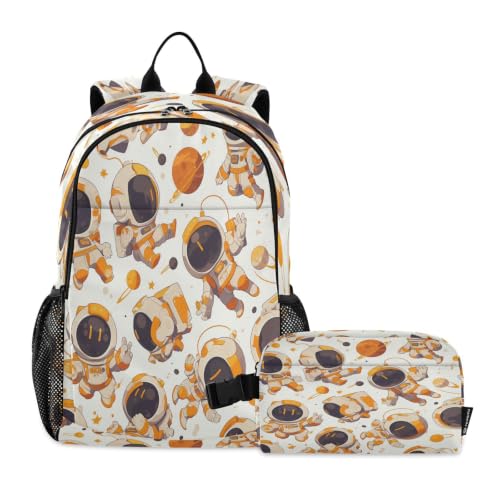 Sac d'école astronaute orange et sac à repas pour voyage enfant