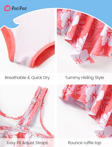 Image of PATPAT Family Matching Swimsuits Two Piece Hawaiian Tropical Beach Bikini and Swim Trunks Set Mommy and Me Bathing Suits