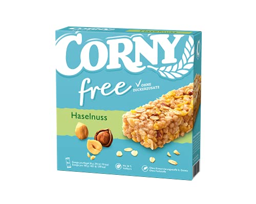 Müsliriegel Corny free Haselnuss, ohne Zuckerzusatz, 71 kcal pro Riegel, 60x20g (Packung mit 2)