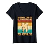 Photo Gallery donna dental lab tech dentistry dentistry protesi non ti lasceranno senza denti maglietta con collo a v Photo Gallery donna dental lab tech dentistry dentistry protesi non ti lasceranno senza denti maglietta con collo a v