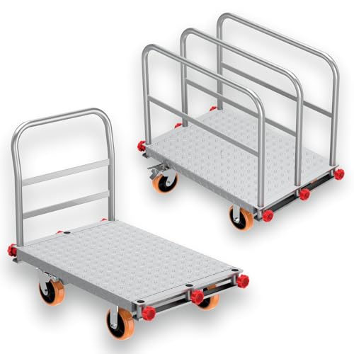 36x24in Steel Panel Cart 2500lb Capacity Dolly 6" Brake Wheels 2-in-1