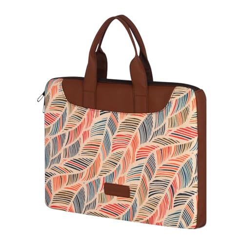 Image of Tabelito Designer Printed Laptop Sleeve for Women (13-15.6 Inch) | Jute & Vegan Leather Office Handbag | Lightweight Stylish Work Bag with Handle