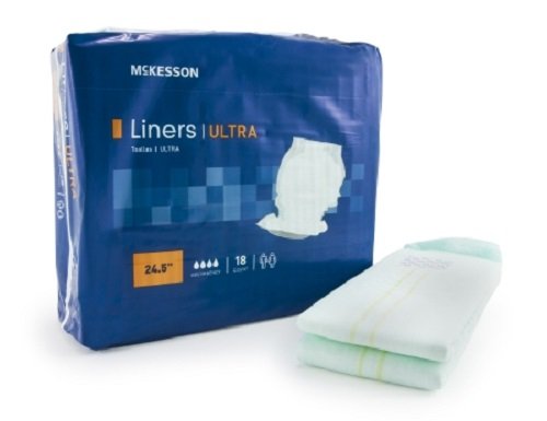 MCK Brand 62813100 Incontinence Liner Mckesson 24.5 Inch Ultra Absorbency Ultra Absorbent Polymer Unisex Linerhv Box of 72