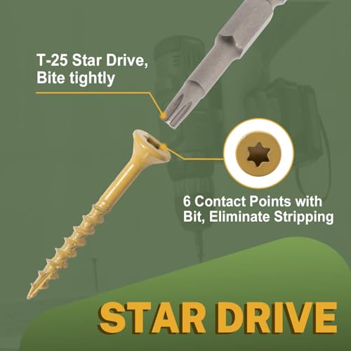 Image of LIONMAX Deck Screws #14 x 7 Inch, 50 PCS, Long Wood Screw, Rust Resistant, Exterior Epoxy Coated for Outdoor Decking, Torx /Star Drive Head, T30 Star Bit Included