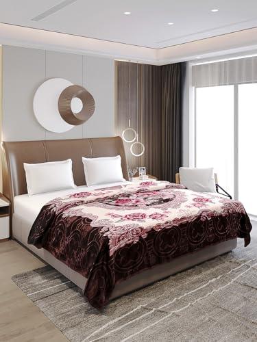 Image of Monte Carlo Regal Gold Double Bed Winter Blanket Single Ply 510 GSM | 2.5 KG (210 x 205 CM) Maroon