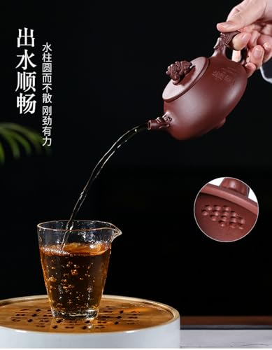Image of Teapot 8.5Oz Chinese Zisha Clay Tea Pot Handmade Ceramic Shipiao Pottery Purple Mud Kungfu Kettle Filter Loose Puer